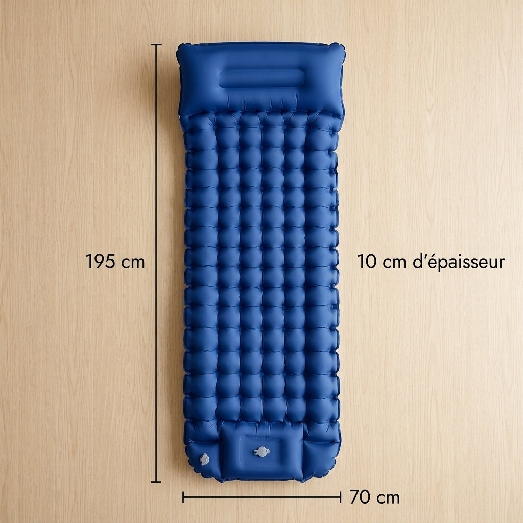 Dimensions du matelas gonflable Belmont-Air : 195 × 70 cm, 10 cm d'épaisseur