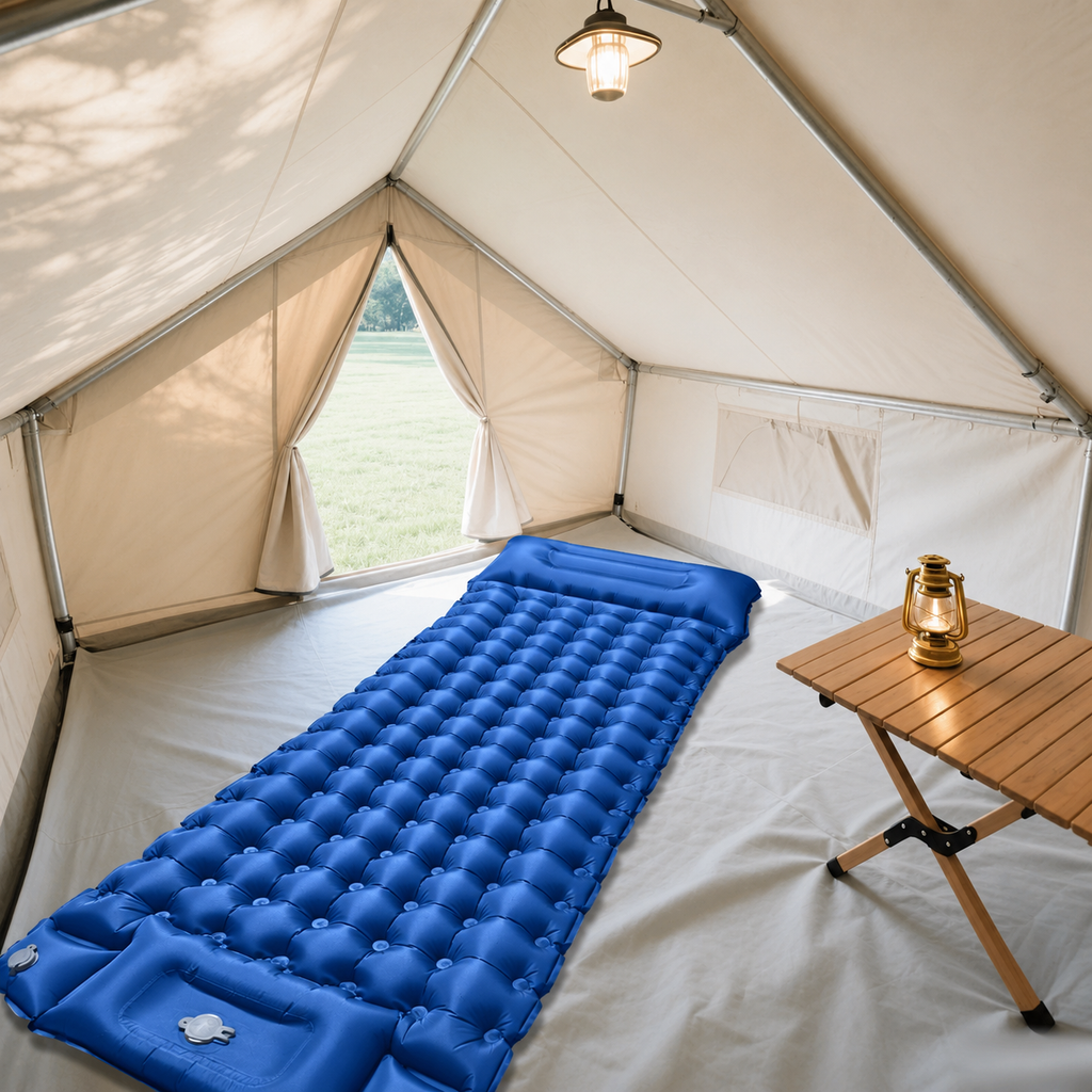 Matelas gonflable Belmont-Air installé dans une tente de camping