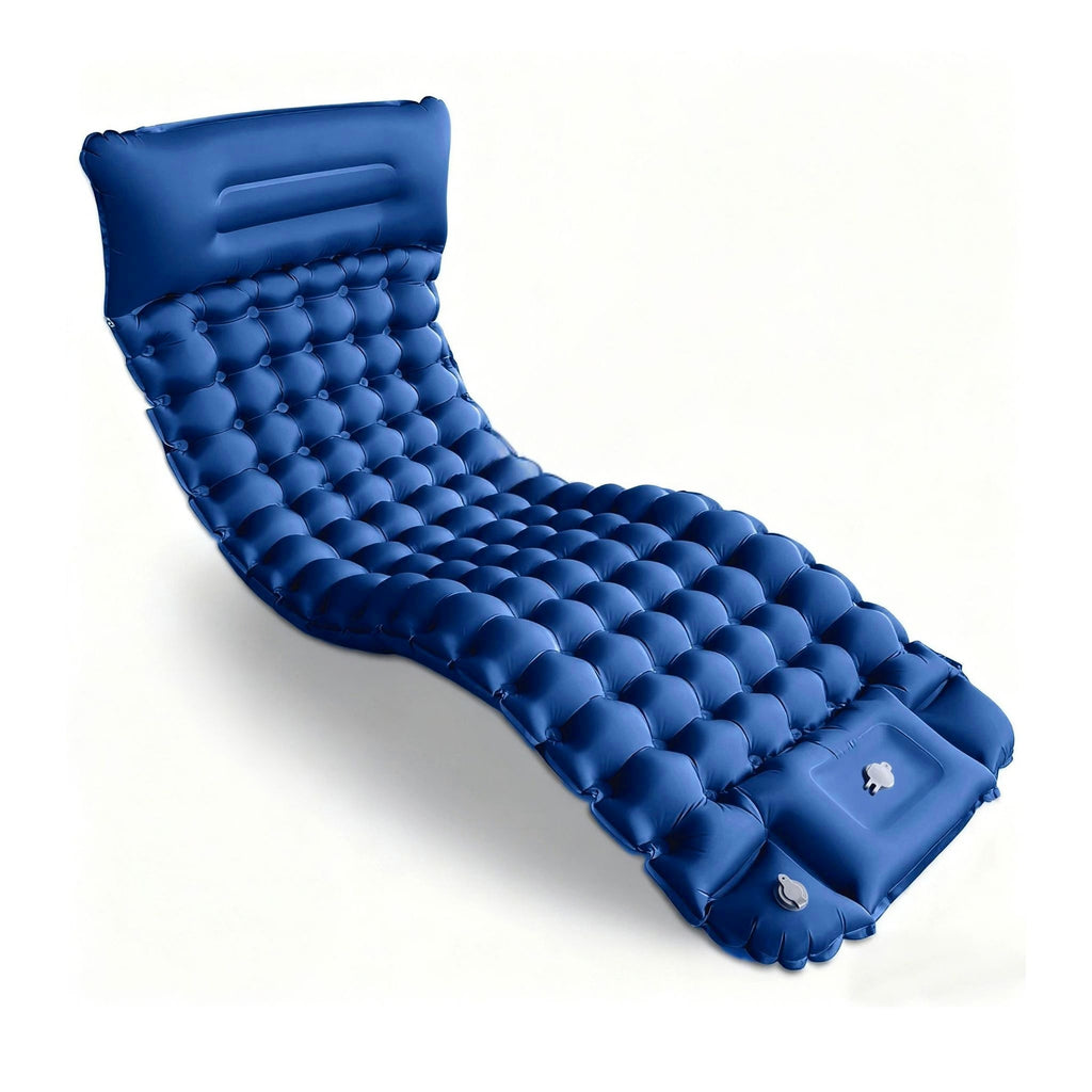 Matelas gonflable de camping Belmont-Air bleu navy avec oreiller intégré, 10 cm d'épaisseur