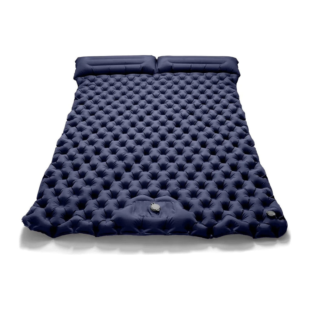 Matelas gonflable double de camping Belmont-Air bleu navy avec deux oreillers intégrés